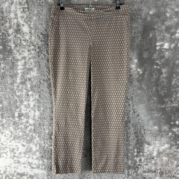 Andrienne Vittadini Size 6 Geometric Ankle Straight Leg Pull On Pants Brown - Picture 1 of 9